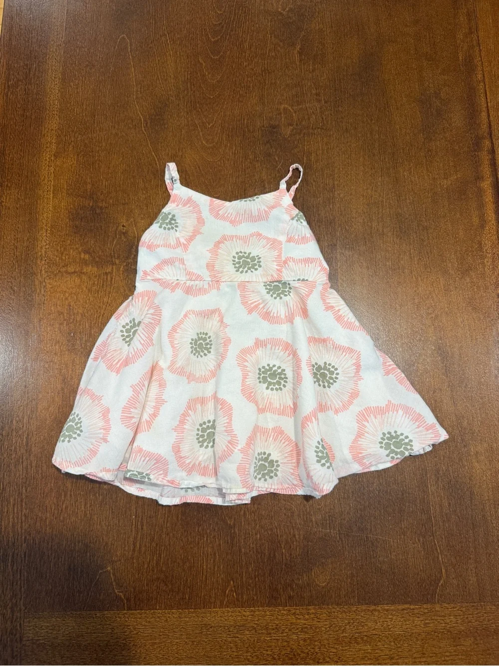 Old Navy Toddler White Sundress with Coral and Sage Floral Print